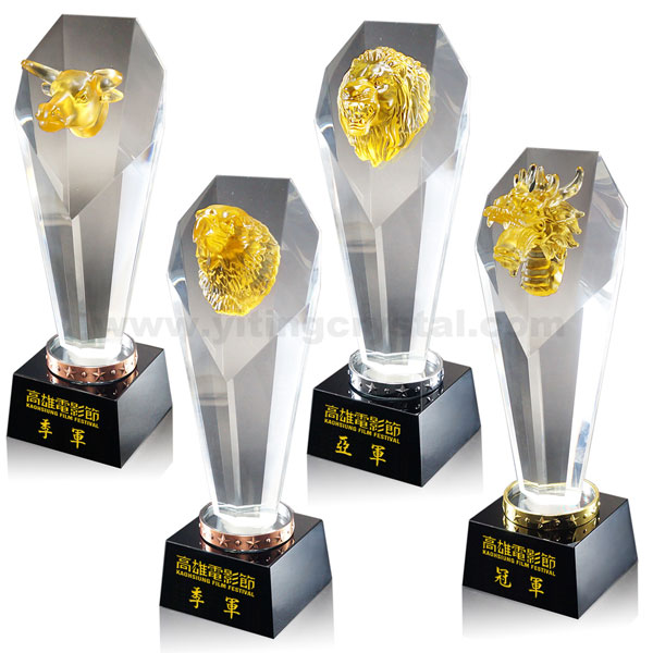 琉璃獎盃-B1121-龍、獅、牛、鷹 /金屬環