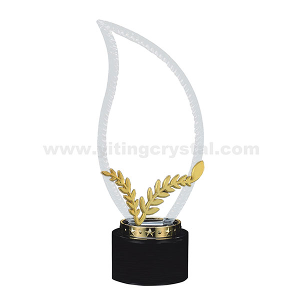 黑水晶獎牌-春意盎然/雙葉